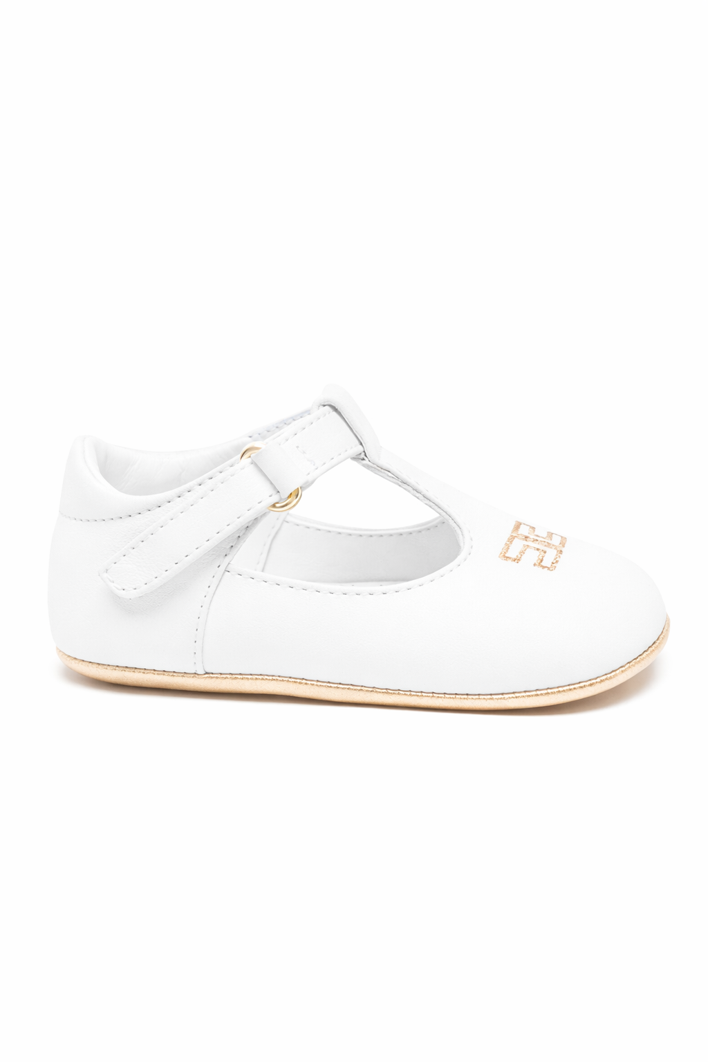 Scarpine primi passi per neonata Elisabetta Franchi La Mia Bambina bianche con ricamo logo F0A3E04601731 B093 ElISABETTA FRANCHI KIDS 