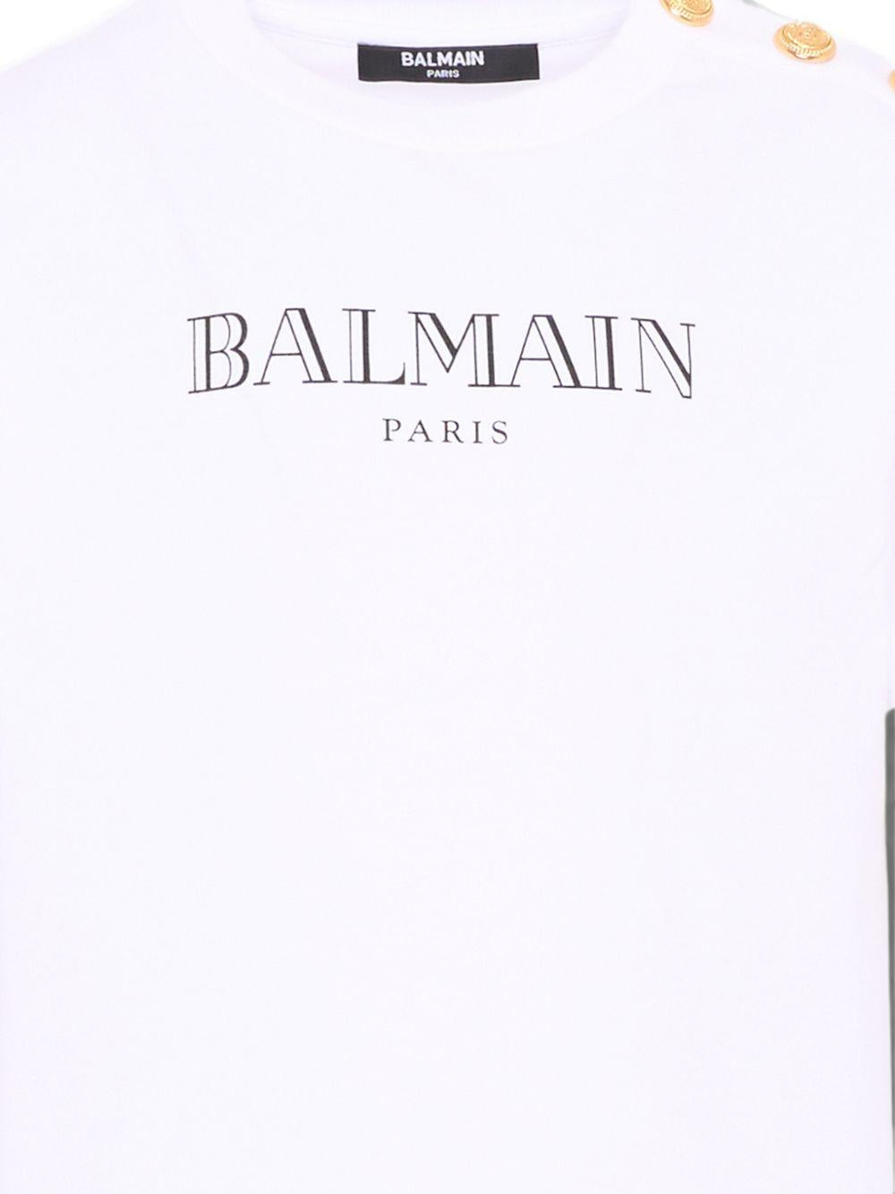 T-shirt per bambino Balmain Kids bianca con stampa logo sul davanti BZ8H51 Z3672 100NE BALMAIN KIDS 