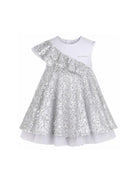 Abito per bambina Karl Lagerfeld Kids color argento con decorazione con paillettes Z31139 M31 KARL LAGERFELD KIDS 