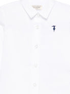 Camicia per neonato Trussardi Junior bianca con logo ricamato sul davanti TIP26145CA WHITE TRUSSARDI JUNIOR 