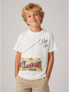 T-shirt per bambino Fendi Kids bianca con stampa grafica JMI525 AVWL F0TU9 FENDI KIDS 