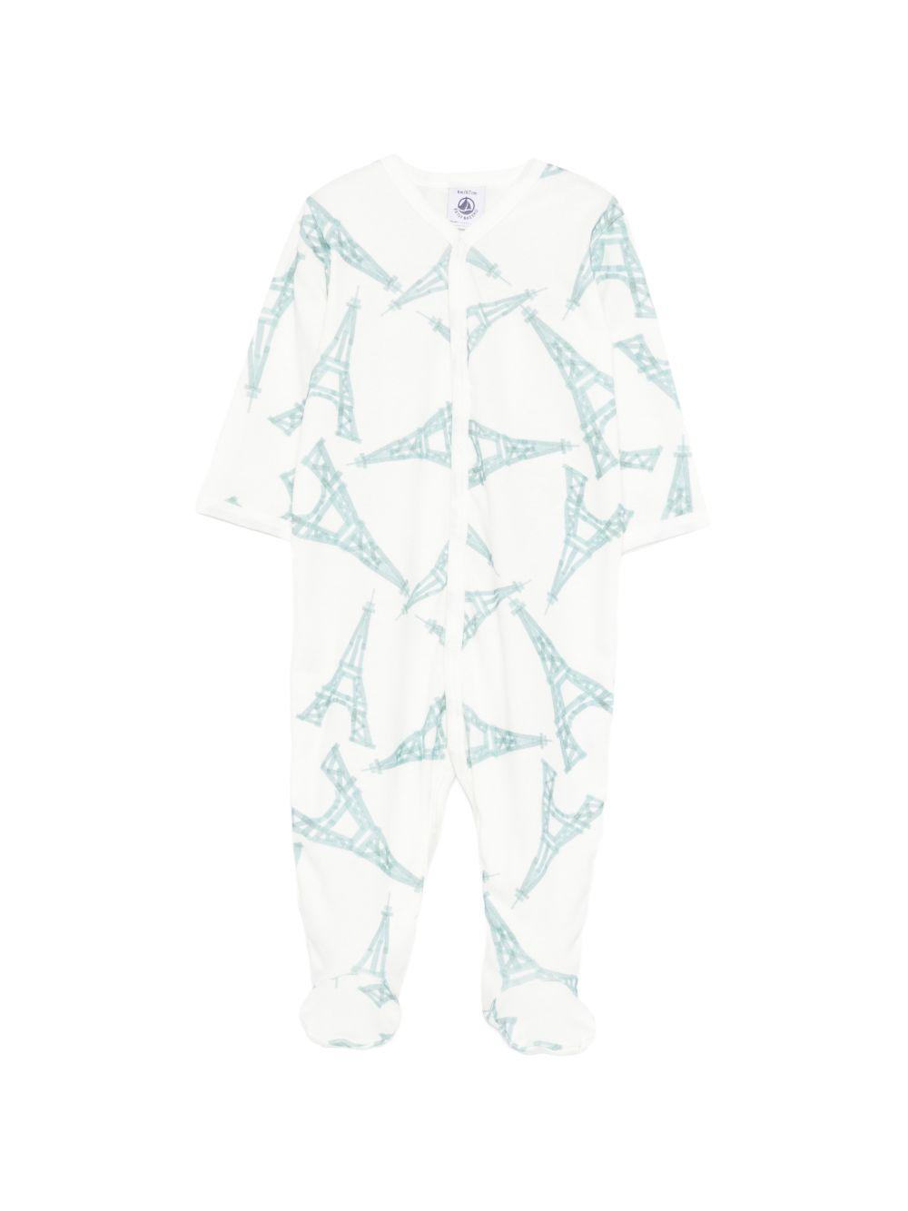 Pigiama per neonato Petit Bateau bianco con stampa torre eiffel A0F8S 01 PETIT BATEAU 