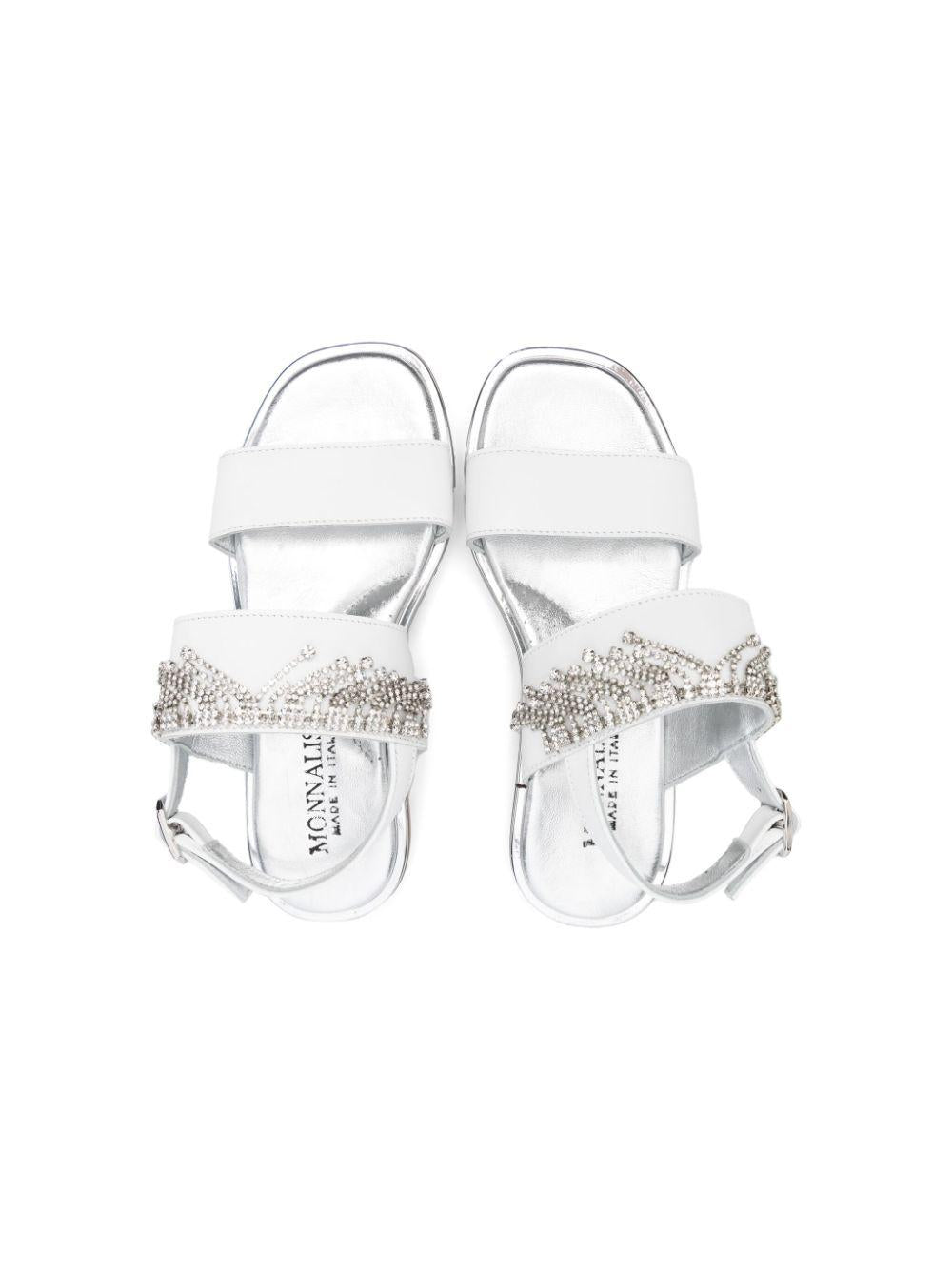 Sandali per bambina Monnalisa bianco con frange di cristalli 87E007 5721 0001 MONNALISA 