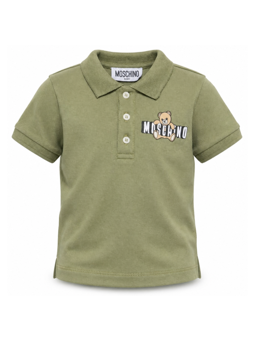 Polo per neonato Moschino Kids verde con stampa grafica con logo MUM04JLFA09 30037 MOSCHINO KIDS 
