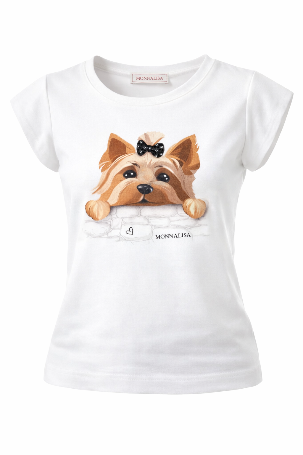 T-shirt per bambina Monnalisa bianca con grafica cagnolino 11G623 7201 0099 MONNALISA KIDS 