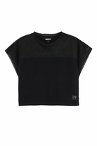T-shirt per bambina DKNY Kids nera con design crop D62628 09B DKNY KIDS 