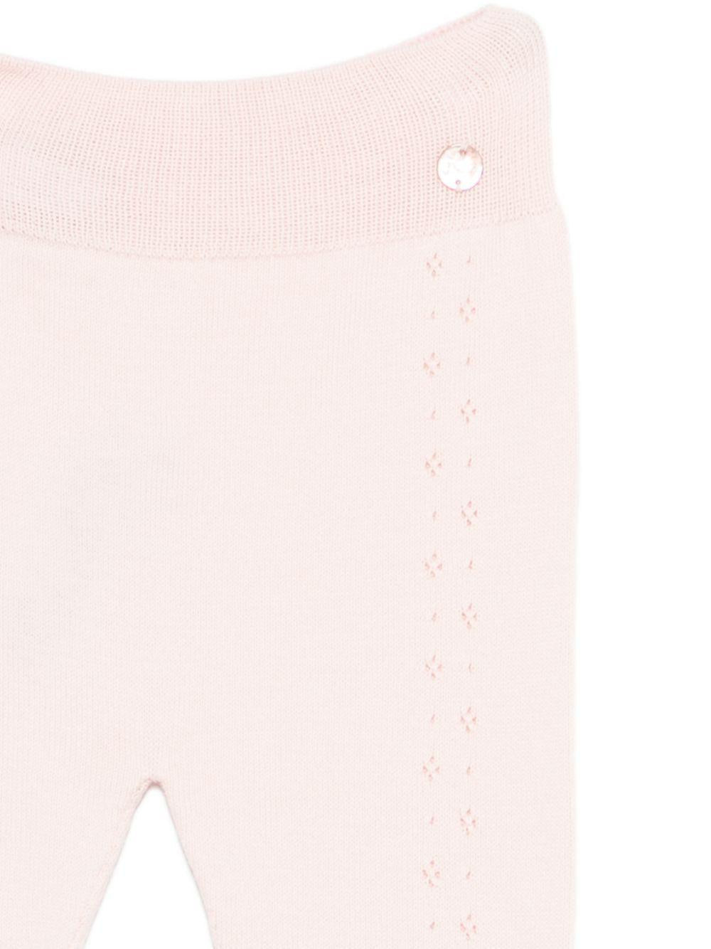 Completo maglioncino e pantaloni per neonata Paz Rodriguez rosa con lavorazione a pointelle 103-123680 322 PaZ RODRIGUEZ KIDS 