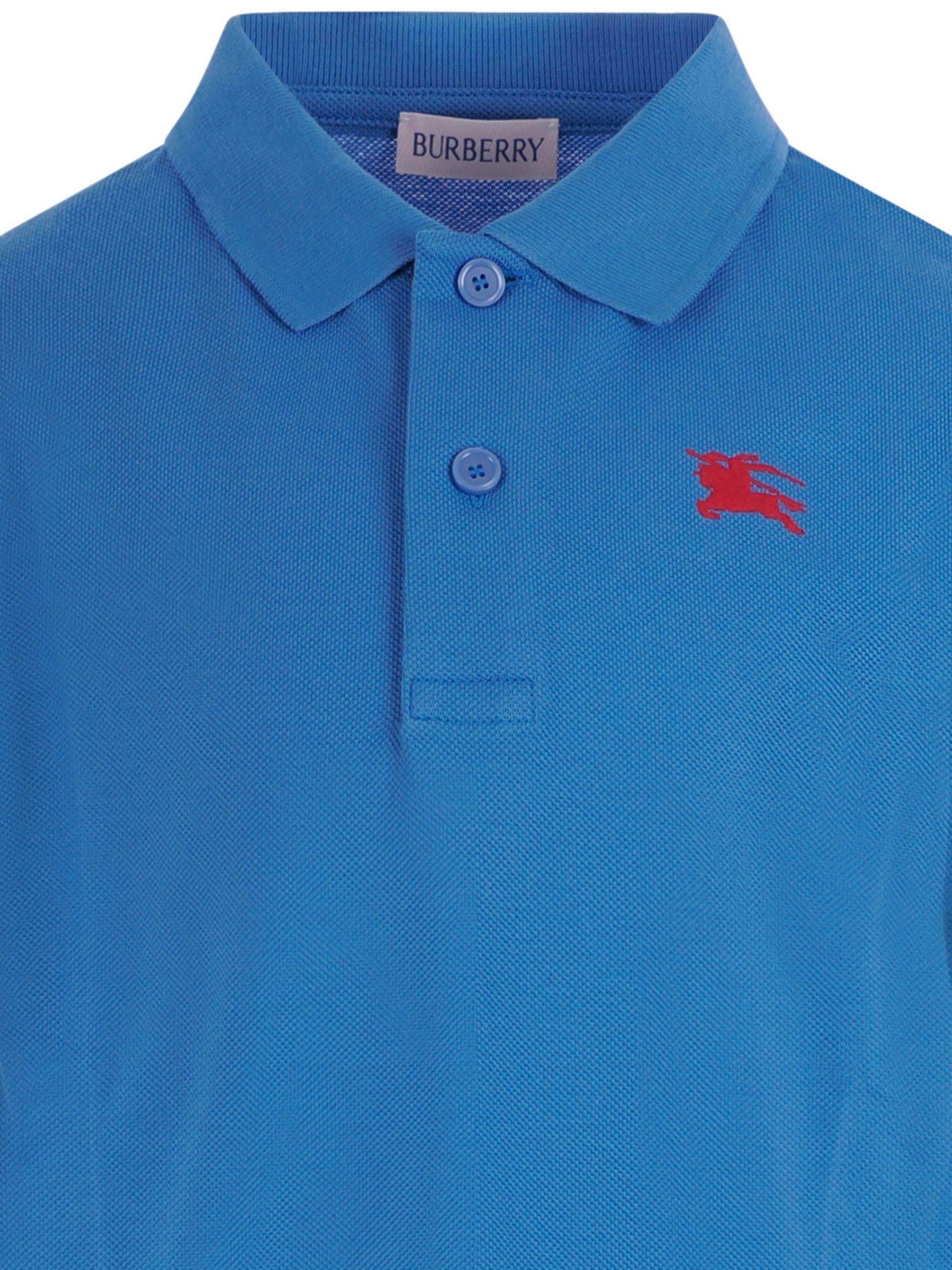 Polo per bambino Burberry Kids blu con logo ricamato 8117872 C4138 BURBERRY KIDS 