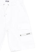 Shorts cargo per bambino Moschino Kids bianco con dettaglio logo HUQ02ILLA14 10101 MOSCHINO KIDS 