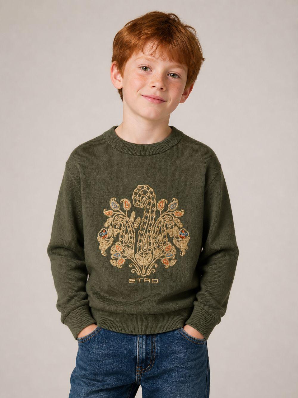 Maglione per bambino Etro Kids verde con design lavorato a maglia GZ9A20 Z4117 817 ETRO KIDS 