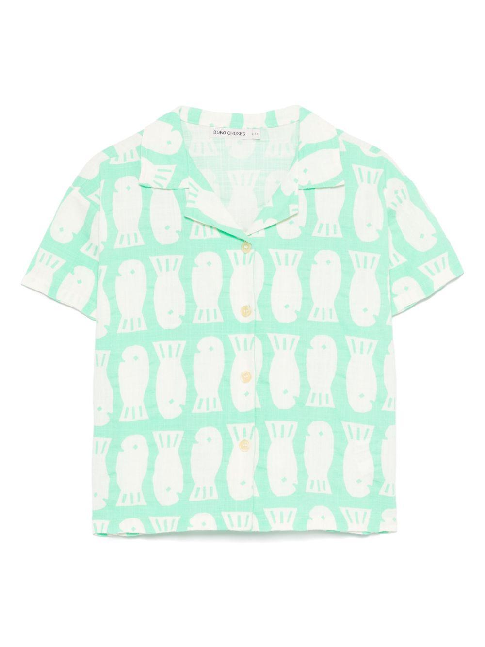 Camicia per bambino Bobo Choses Lucky Fish verde con stampa grafica B125AC025 331 BOBO CHOSES KIDS 