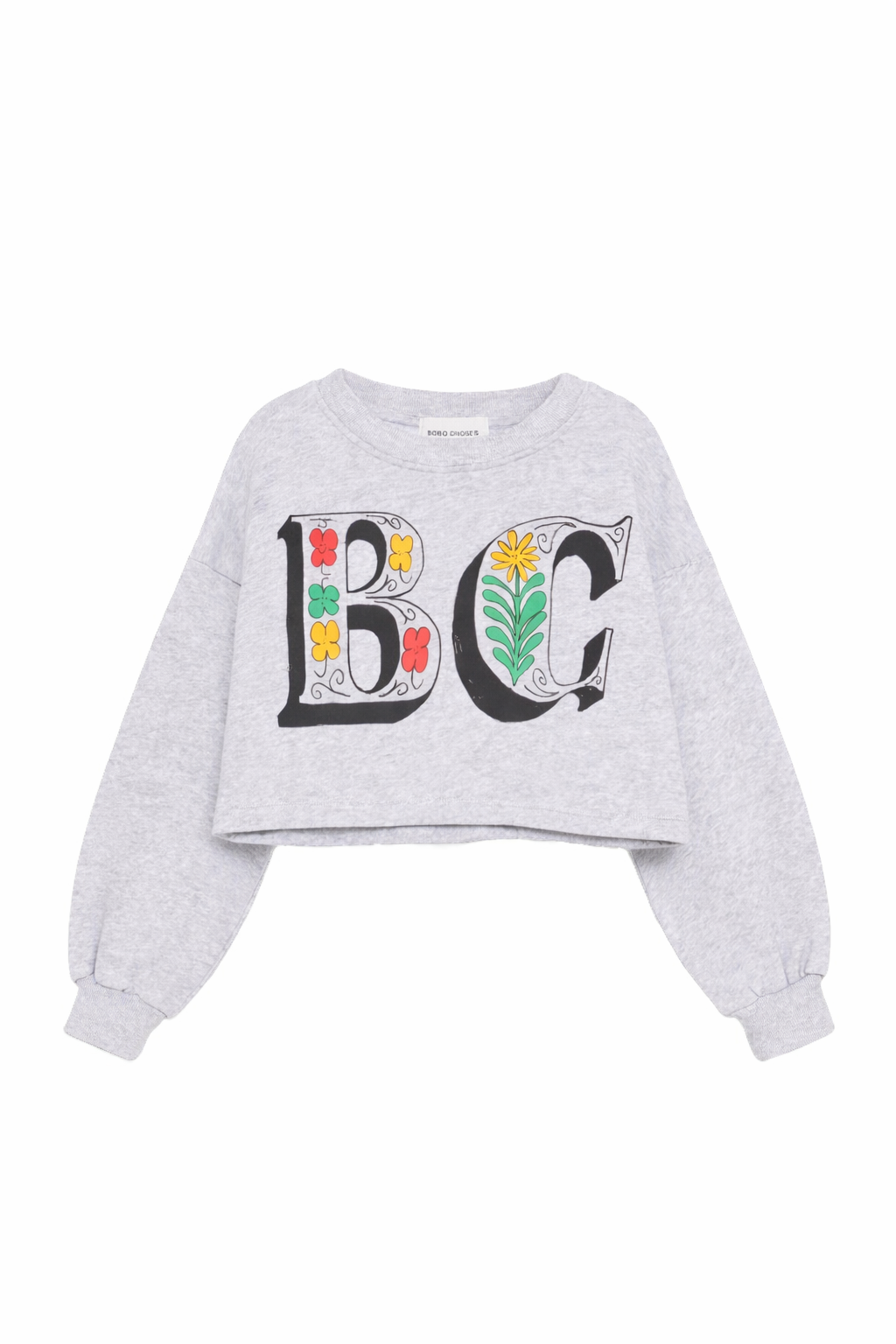 Felpa per bambina Bobo Choses grigia con stampa logo sul davanti B126AC045 041 BOBO CHOSES 