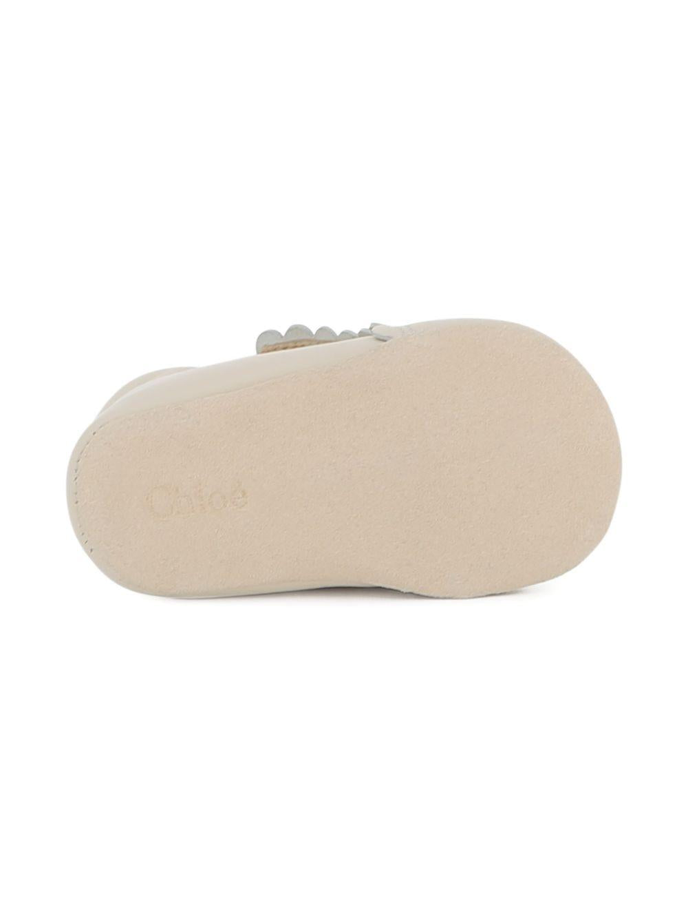 Scarpine primi passi per neonata Chloé Kids beige con ricamo con logo C20944 117 CHLOE' KIDS 