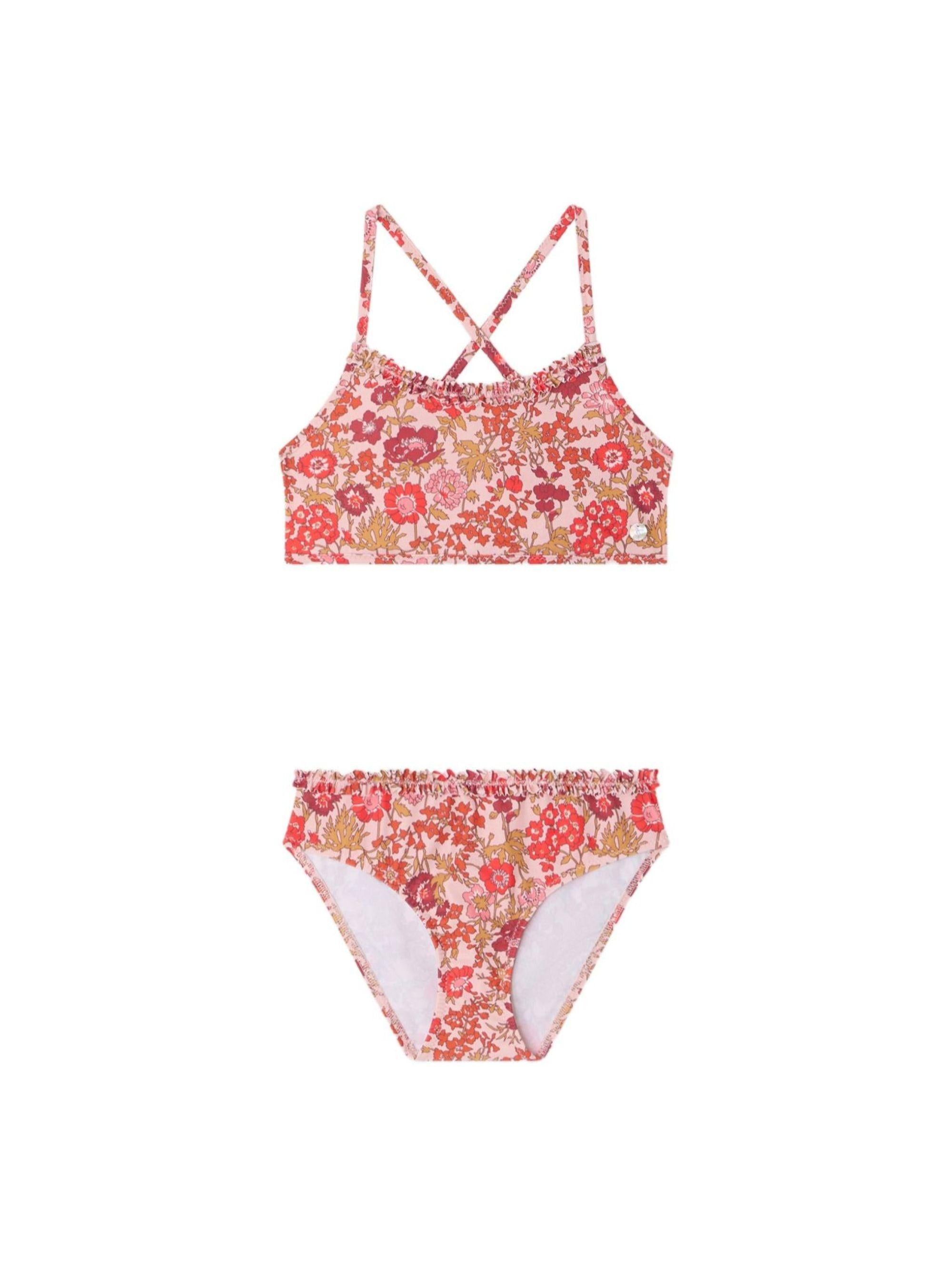 Bikini Lais per bambina Bonpoint rosa con stampa floreale all-over S06GSSW00005 520 BONPOINT KIDS 