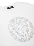 T-shirt per bambini Versace Kids bianca con stampa medusa sul davanti 10002391A11718 2W270 VERSACE KIDS 