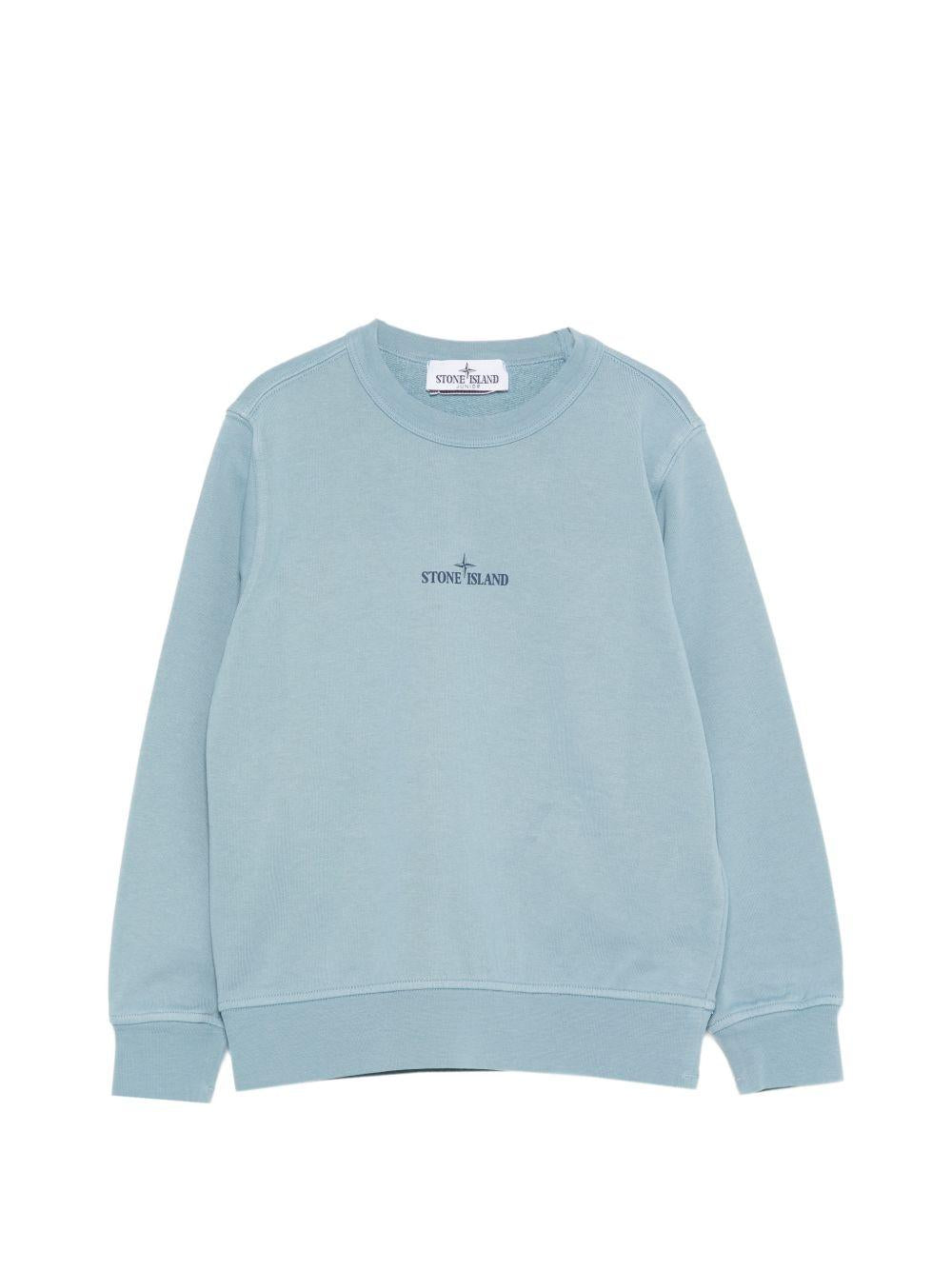 Felpa per bambino Stone Island Junior azzurro con stampa logo L1S166100018S0370 V004A STONE ISLAND KIDS 