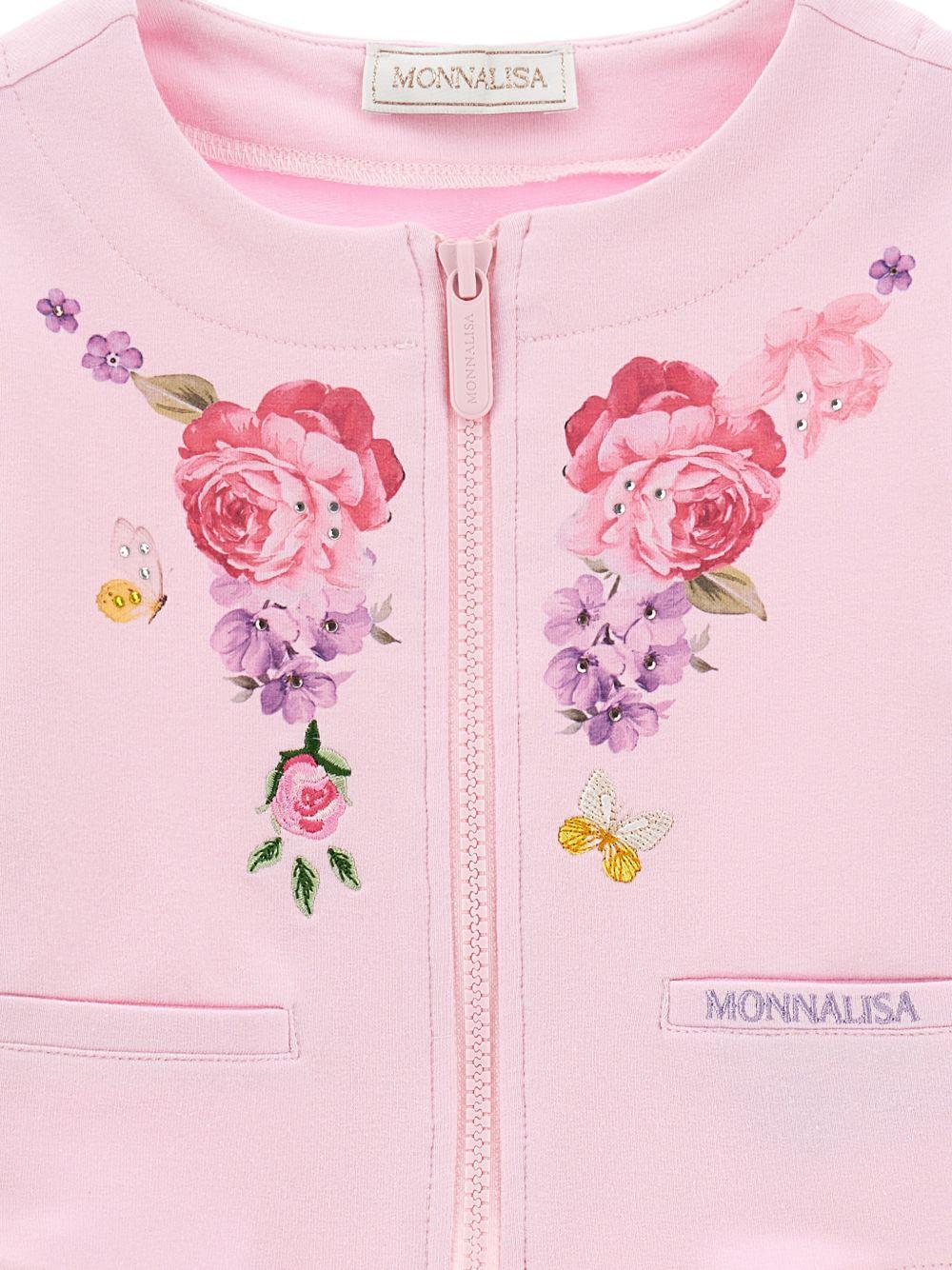Felpa per bambina Monnalisa rosa con ricamo a fiori 19G801 7007 0090 MONNALISA KIDS 