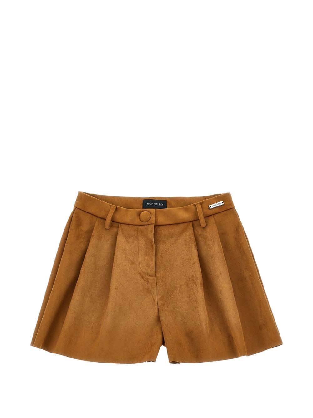 Shorts per bambina Monnalisa Kids marroni con placca con logo 41H405 8404 0005 MONNALISA KIDS 