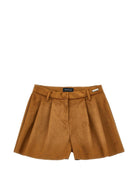 Shorts per bambina Monnalisa Kids marroni con placca con logo 41H405 8404 0005 MONNALISA KIDS 