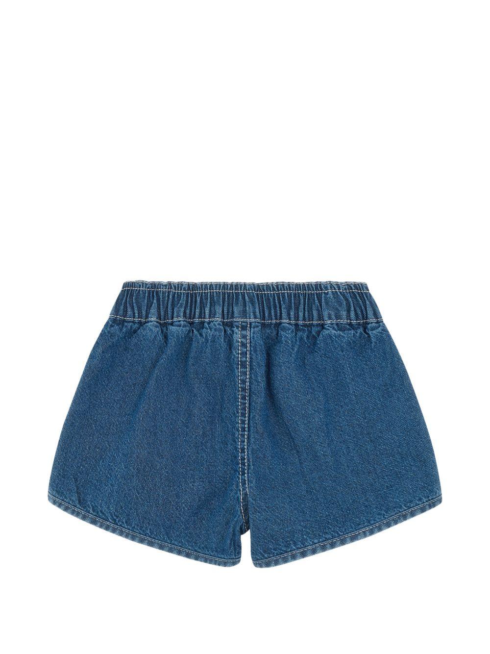 Shorts per neonati Moschino Kids in denim con stampa MUQ01OL0E45 40188 MOSCHINO KIDS 