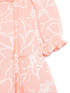 Abito con stampa a fiori per neonata Il Gufo rosa con scollo increspato P25VM786C6068NB 249 IL GUFO KIDS 