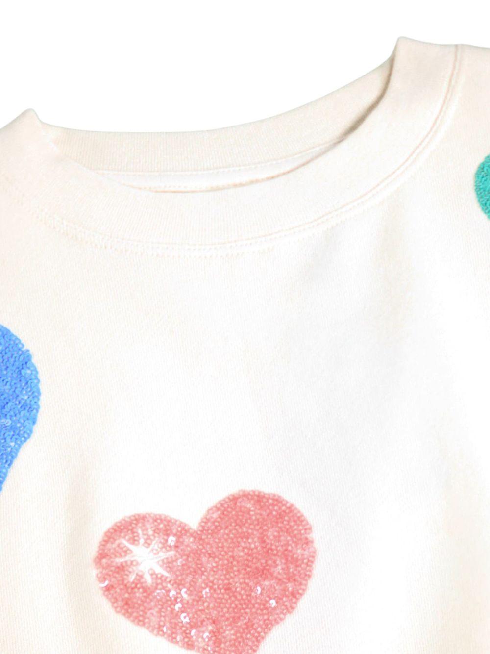 Felpa per bambina Molo Kids bianca con applicazioni a cuore con paillettes 2W26J209 5773 MOLO KIDS 