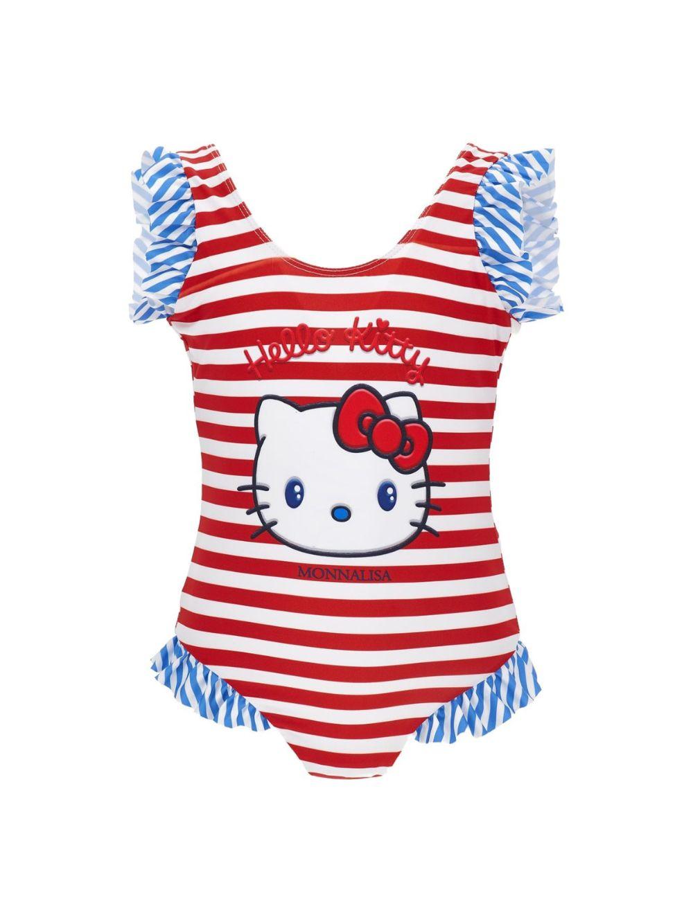 Costume intero per bambina Monnalisa x Sanrio Hello Kitty bianco e rosso a righe 19G001 7050 4499 MONNALISA KIDS 