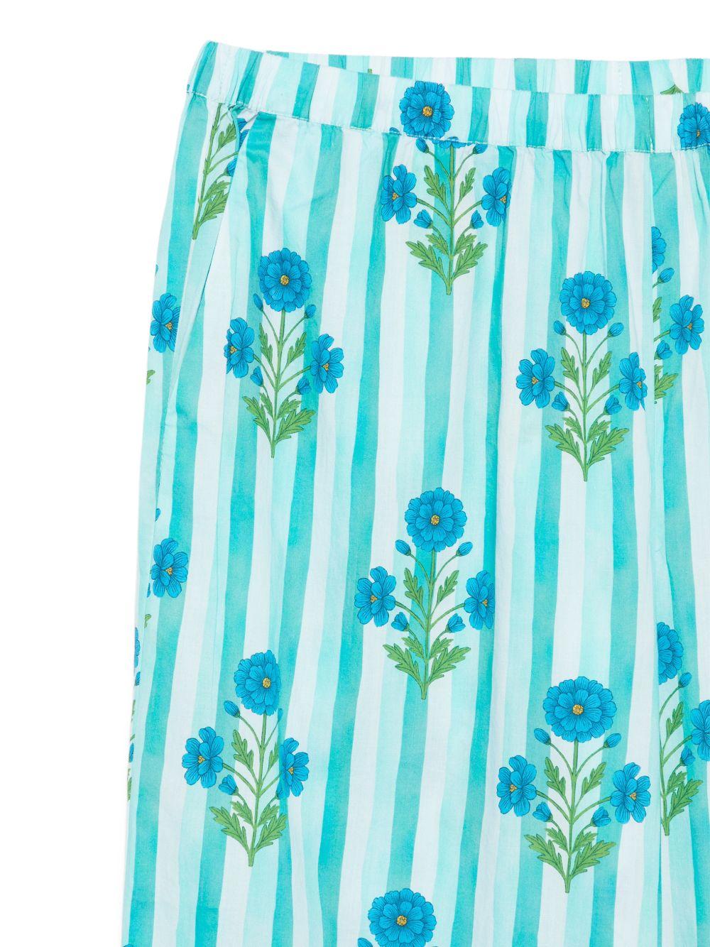Pantaloni per donna MC2 Sain Barth azzurri con stampa grafica floreale INS0001 08005L MC2 ST. BARTH 