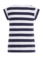 T- shirt per bambina Monnalisa blu con motivo a righe con stampa a decorazione 19G617 7042 9956 MONNALISA KIDS 