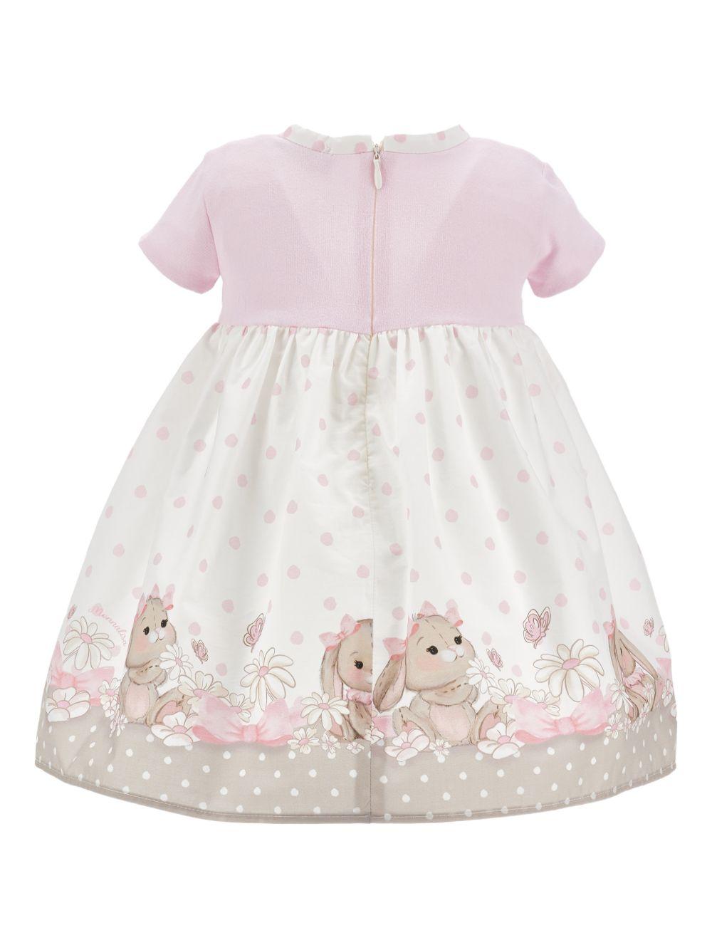 Abito per neonata Monnalisa bianco con dettaglio a fiore 31G912 7667 019B MONNALISA KIDS 