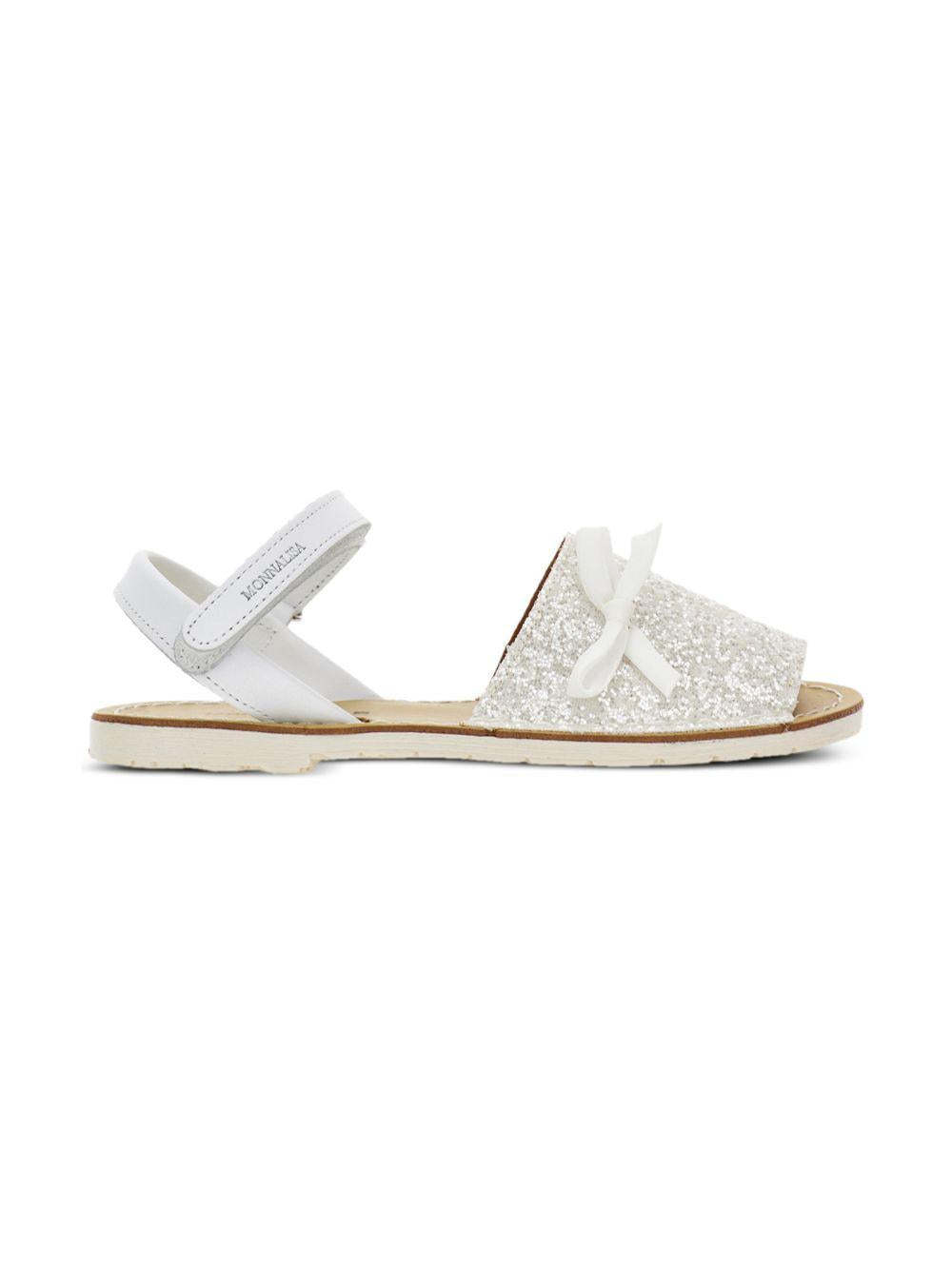 Sandali per bambina Monnalisa bianchi con decorazione con glitter 87G003 7711 G001 MONNALISA KIDS 