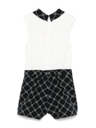 Tuta corta per bambina Elisabetta Franchi La Mia Bambina bianco con logo jacquard EFTA1000GA018 D388 ElISABETTA FRANCHI 