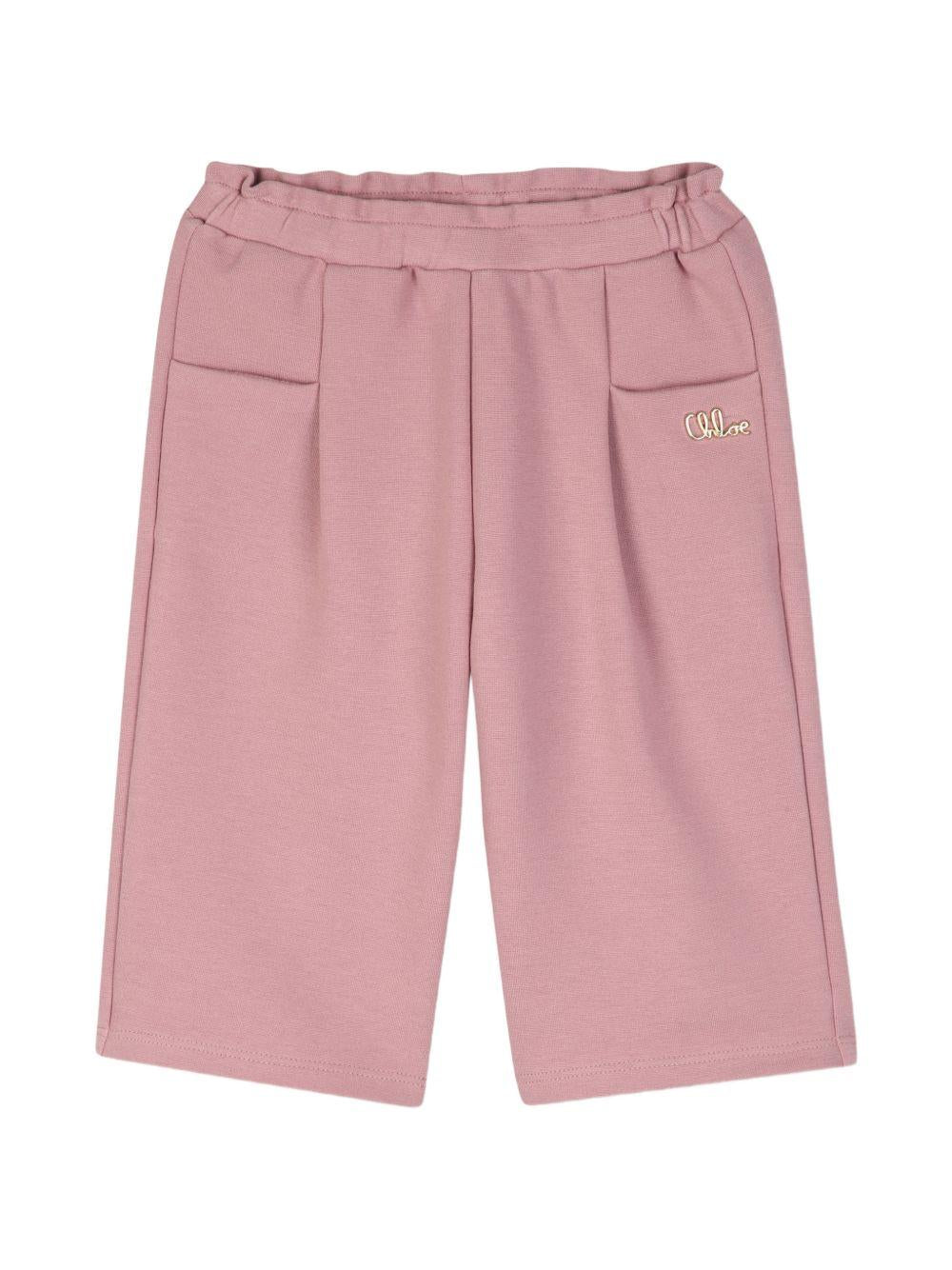 Pantaloni sportivi per neonata Chloè Kids rosa con placca logo C21349 48W CHLOE' KIDS 