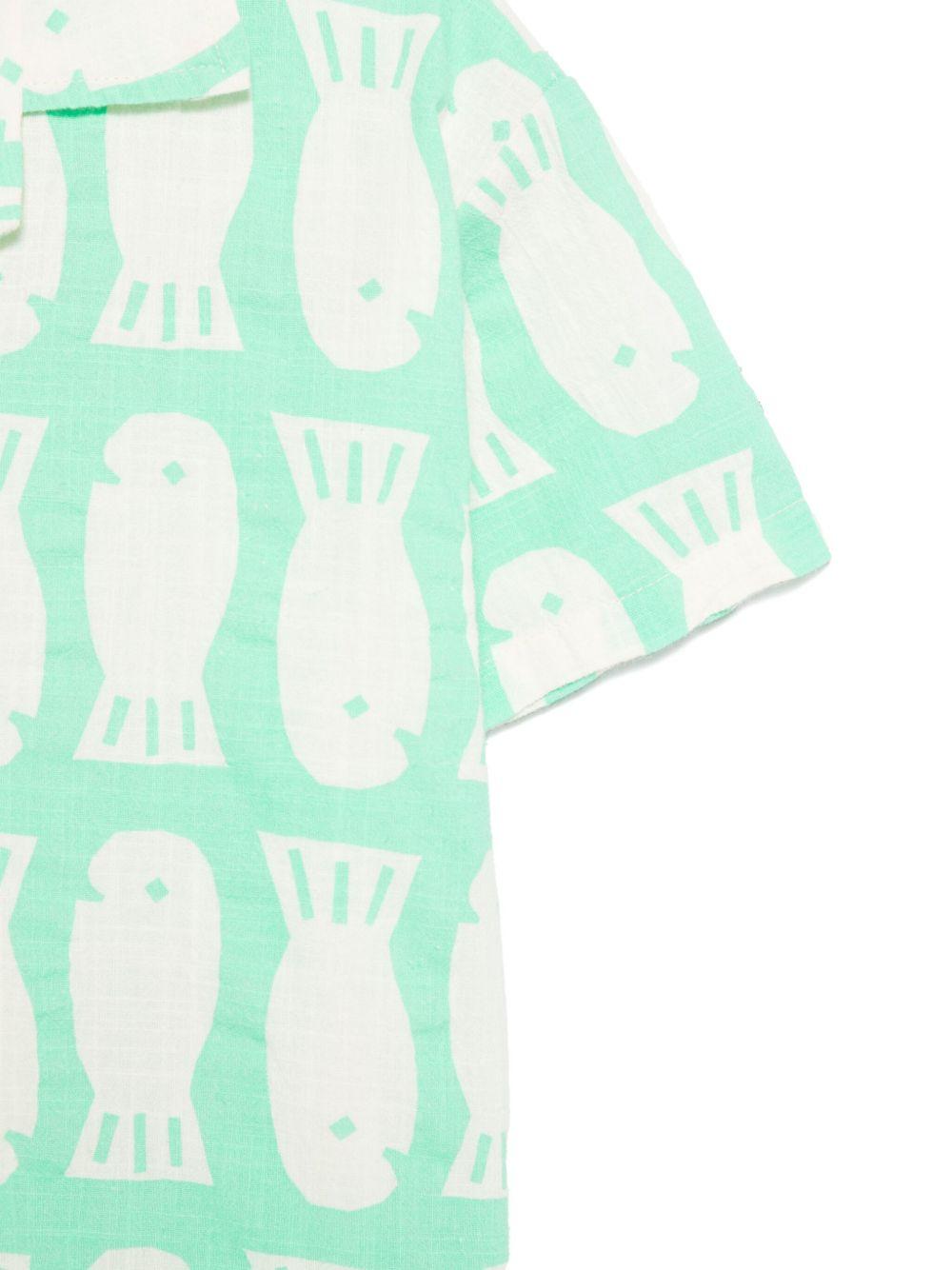 Camicia per bambino Bobo Choses Lucky Fish verde con stampa grafica B125AC025 331 BOBO CHOSES KIDS 