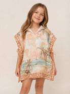 Poncho Mahon per bambina Zimmermann Kids beige con stampa grafica all-over 8519TS S263 ZIMMERMANN KIDS 