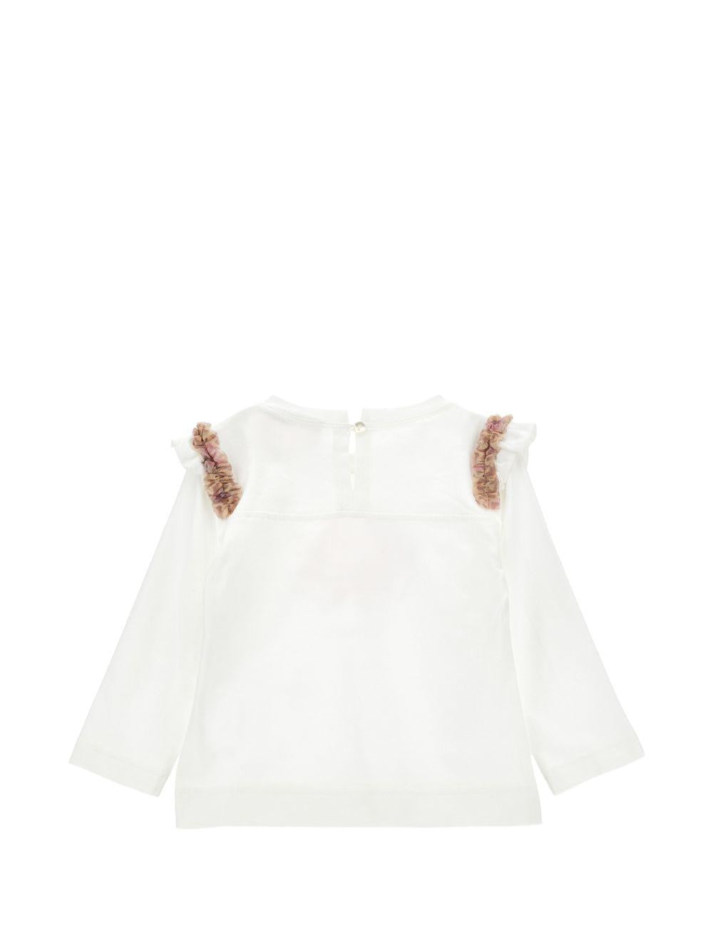 T-shirt per neonata Monnalisa Kids bianca con dettagli ruches 39H602 8002 0001 MONNALISA KIDS 