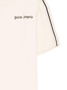 T-shirt per bambino Palm Angels Kids beige con logo sul davanti PBAA011S26JER001 092 PALM ANGELS KIDS 