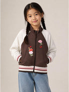 Felpa per bambina Monnalisa Kids marrone con ricamo a fiori sul davanti 19H801 8006 0006 MONNALISA KIDS 