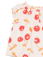 Blusa per neonata Bonpoint beige con stampa ciliegie all-over S06XBLW00012 603A BONPOINT KIDS 