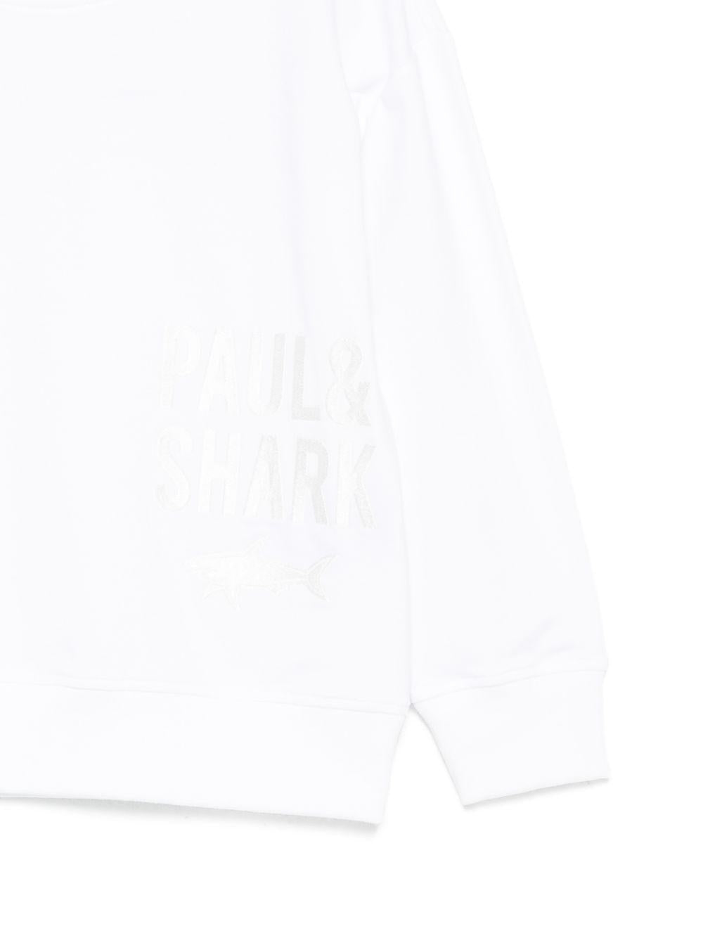 Felpa per bambino Paul & Shark Kids bianca con logo sul davanti WUF007LDA59 10101 PAUL & SHARK KIDS 