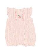 Tutina per neonata Konges Slojd beige con volant e ricami di ciliegie KS105345 AMOUR STRIPE KONGES SLOJD KIDS 