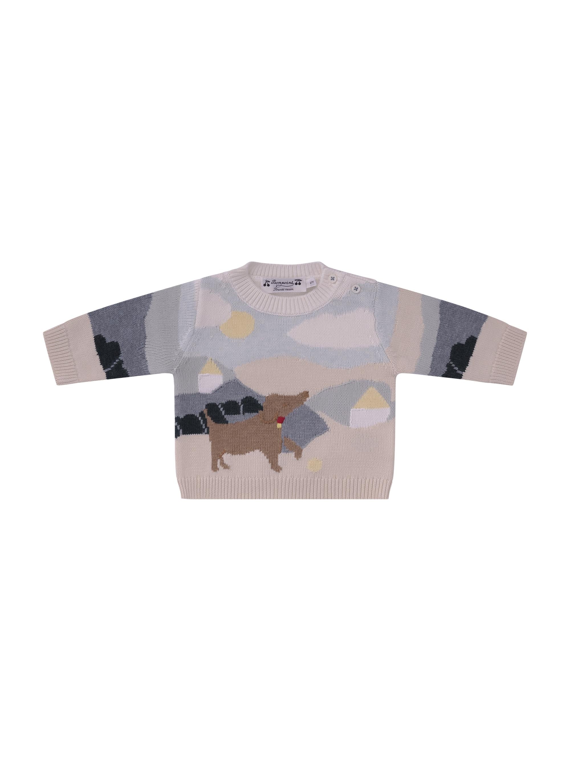 Maglione per neonato Bonpoint multicolore con ricamo cagnolino S06YJUK00001 960 BONPOINT KIDS 