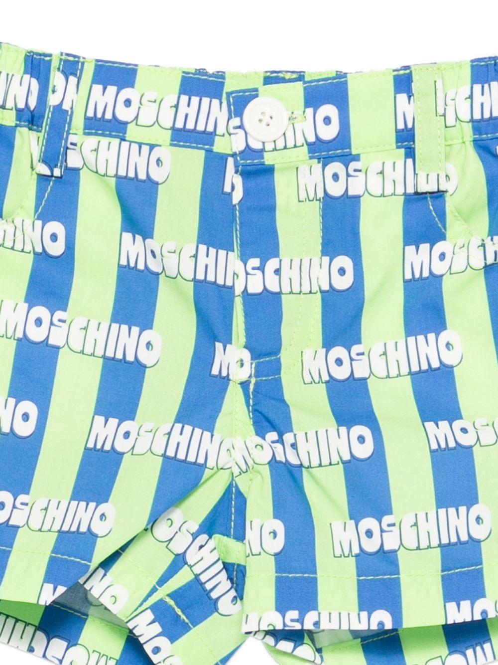 Shorts per neonato Moschino Kids verde con motivo a righe MUQ01SLLB59 83676 MOSCHINO KIDS 