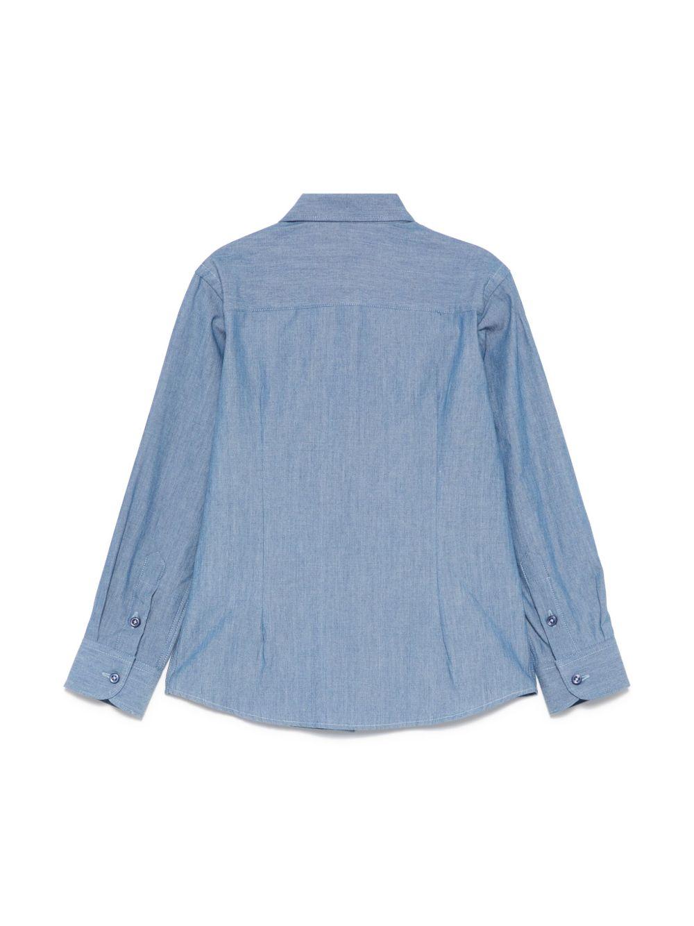 Camicia per bambino Paolo Pecora Kids blu con mini targhetta con logo PP3877 INDACO PAOLO PECORA KIDS 