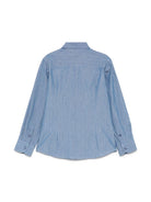 Camicia per bambino Paolo Pecora Kids blu con mini targhetta con logo PP3877 INDACO PAOLO PECORA KIDS 