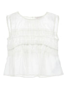 Blusa per bambina Monnalisa bianca con dettagli con ruches 17G301 7105 0001 MONNALISA KIDS 