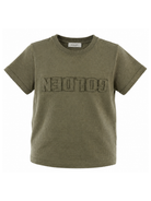 T-shirt per bambino Golden Goose Kids verde con logo sul davanti GKP02441P002243 35479 GOLDEN GOOSE KIDS 