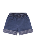 Shorts per neonata Fendi Kids denim con dettaglio logo FF BUF265 AVVU F0QG0 FENDI KIDS 
