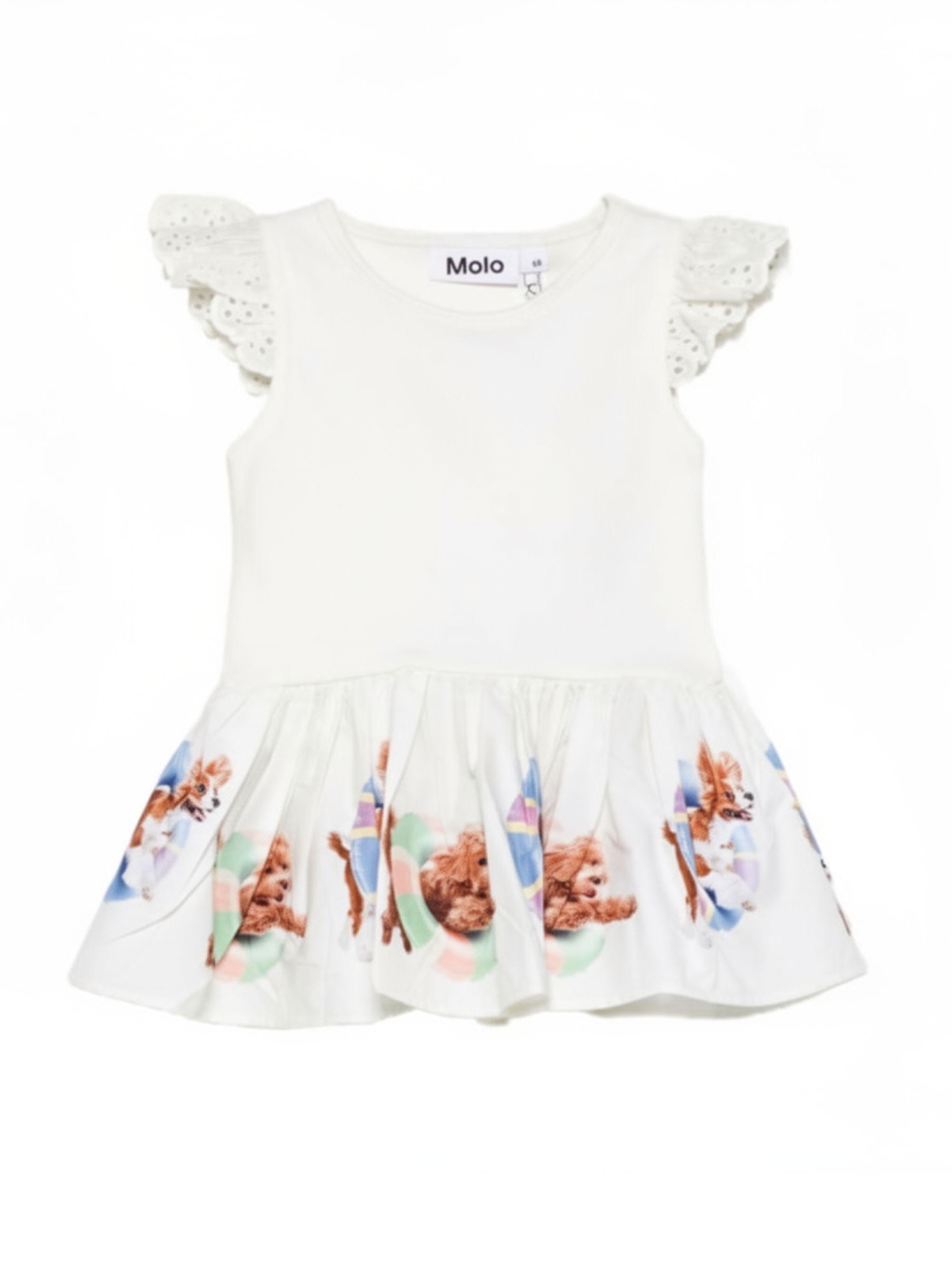 Abito Cimi per neonata Molo bianco con stampa animalier 4S26E116 5666 MOLO KIDS 