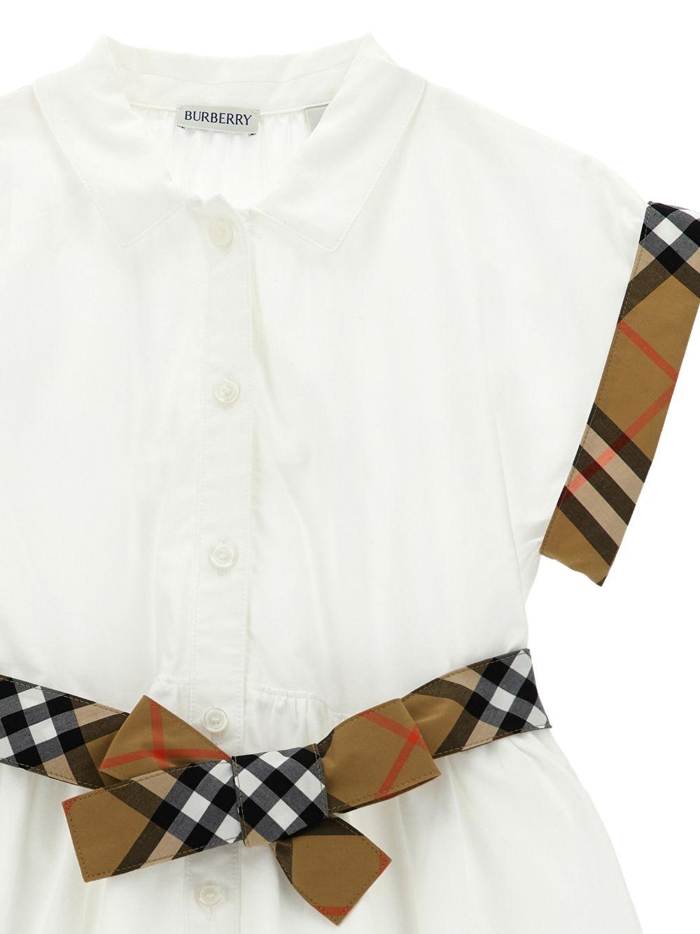 Abito per bambina Burberry Kids bianco con chiusura frontale con bottoni 8117162 A1464 BURBERRY KIDS 